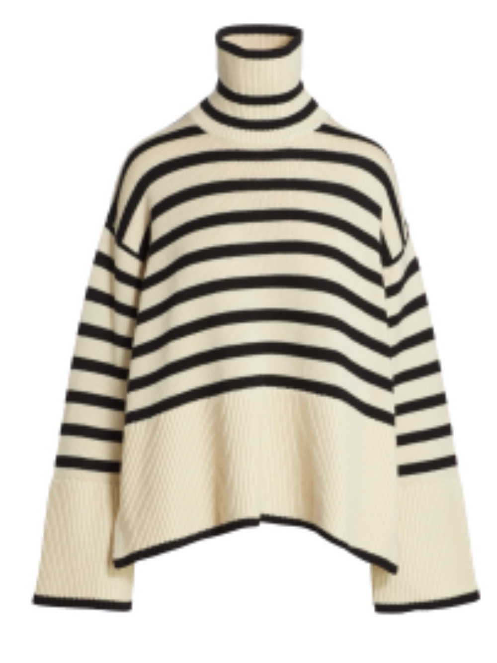 Toteme Turtleneck Striped Boxy Sweater - Cream/Black
